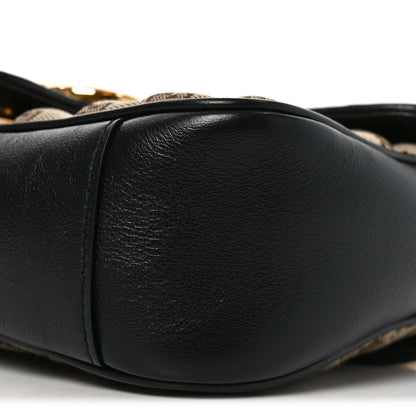 Gucci Monogram Matelasse Diagonal Small GG Marmont Shoulder Bag Beige Black 10 of 11