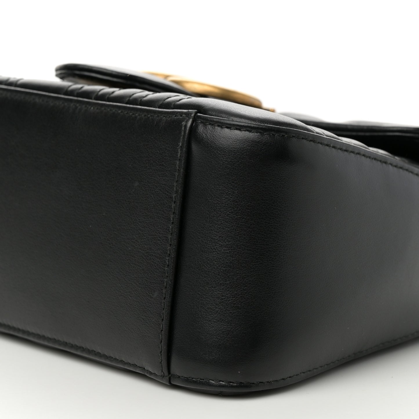 Calfskin Matelasse Mini GG Marmont Top Handle Shoulder Bag Black