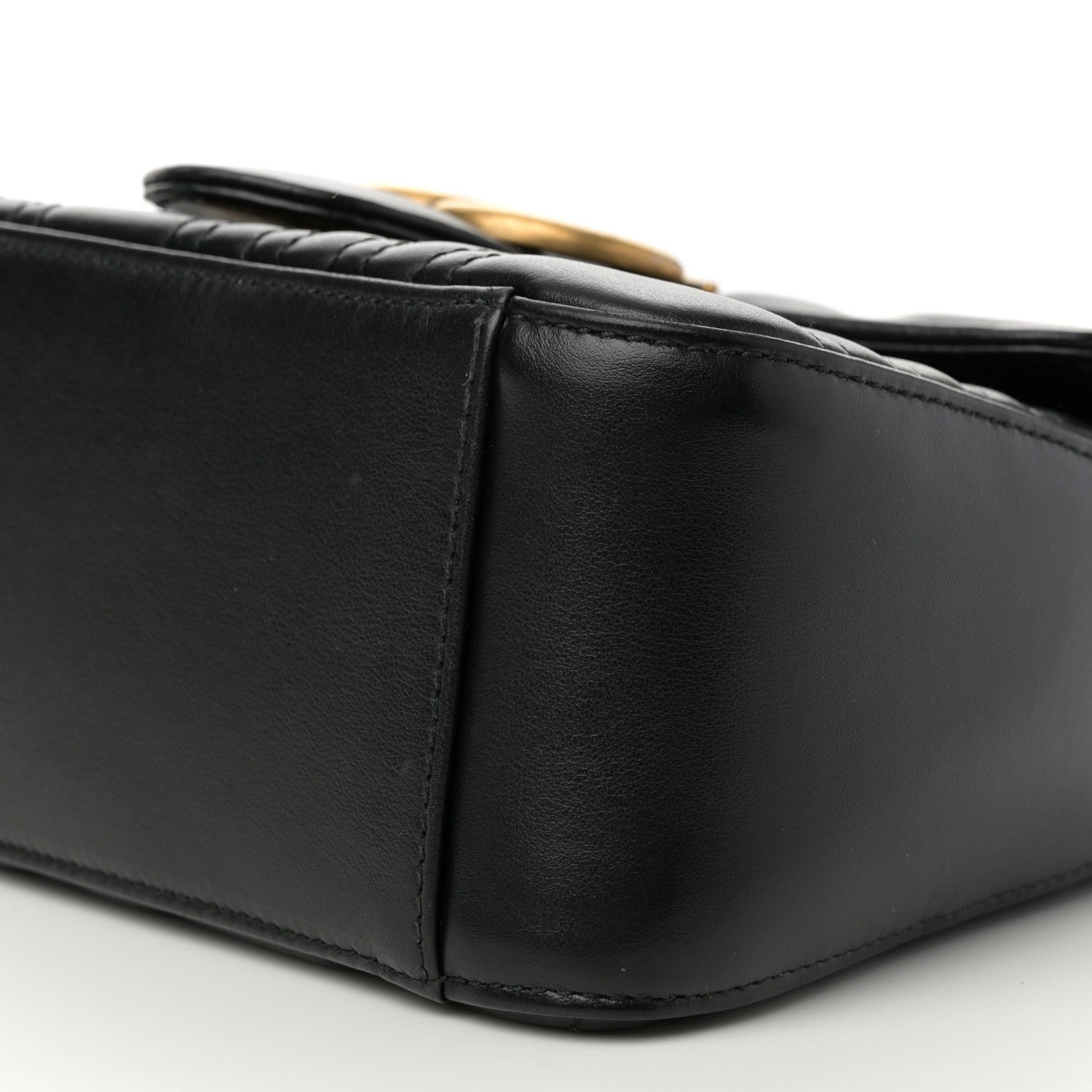 Gucci Calfskin Matelasse Mini GG Marmont Top Handle Shoulder Bag Black 11 of 12