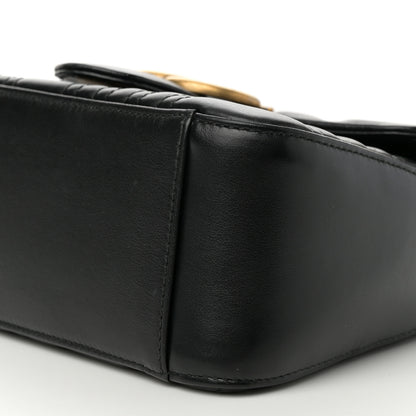 Gucci Calfskin Matelasse Mini GG Marmont Top Handle Shoulder Bag Black 11 of 12