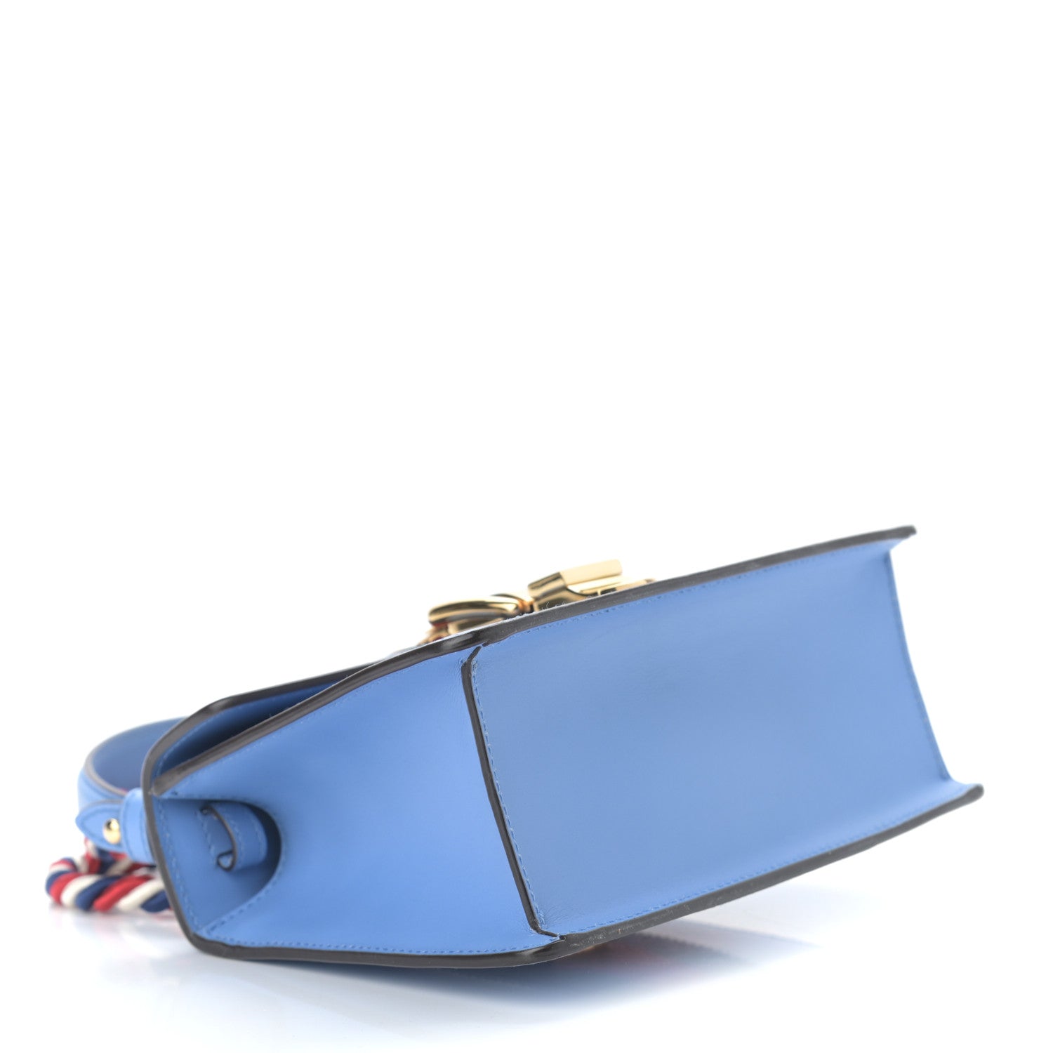 Gucci Vitello Fontanella Web Mini Sylvie Top Handle Bag Clear Sky Blue 3 of 9