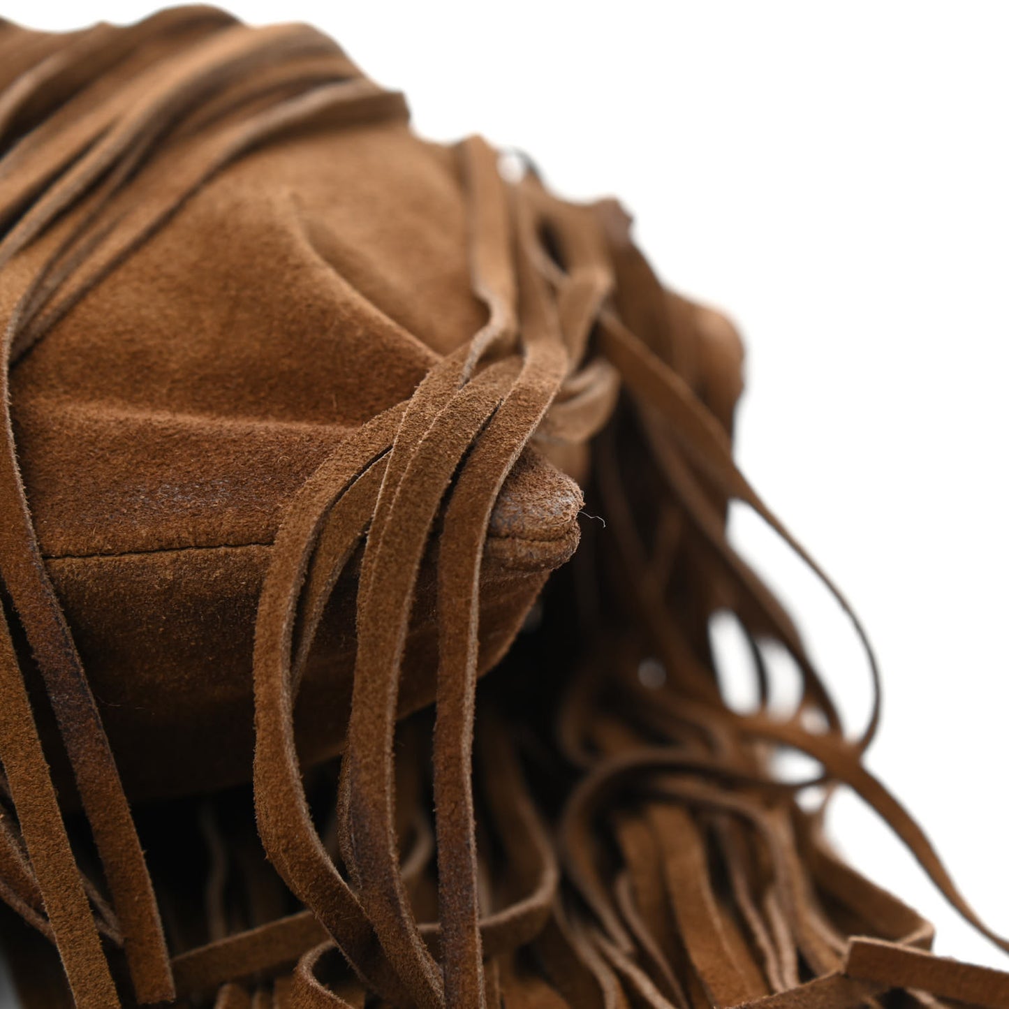 Suede Calfskin Small Grace Fringed Hobo Bag Light Ocre