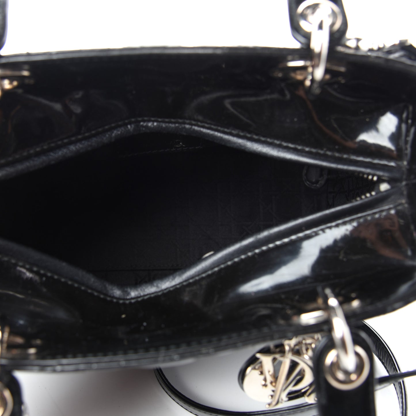 Patent Cannage Medium Lady Dior Black