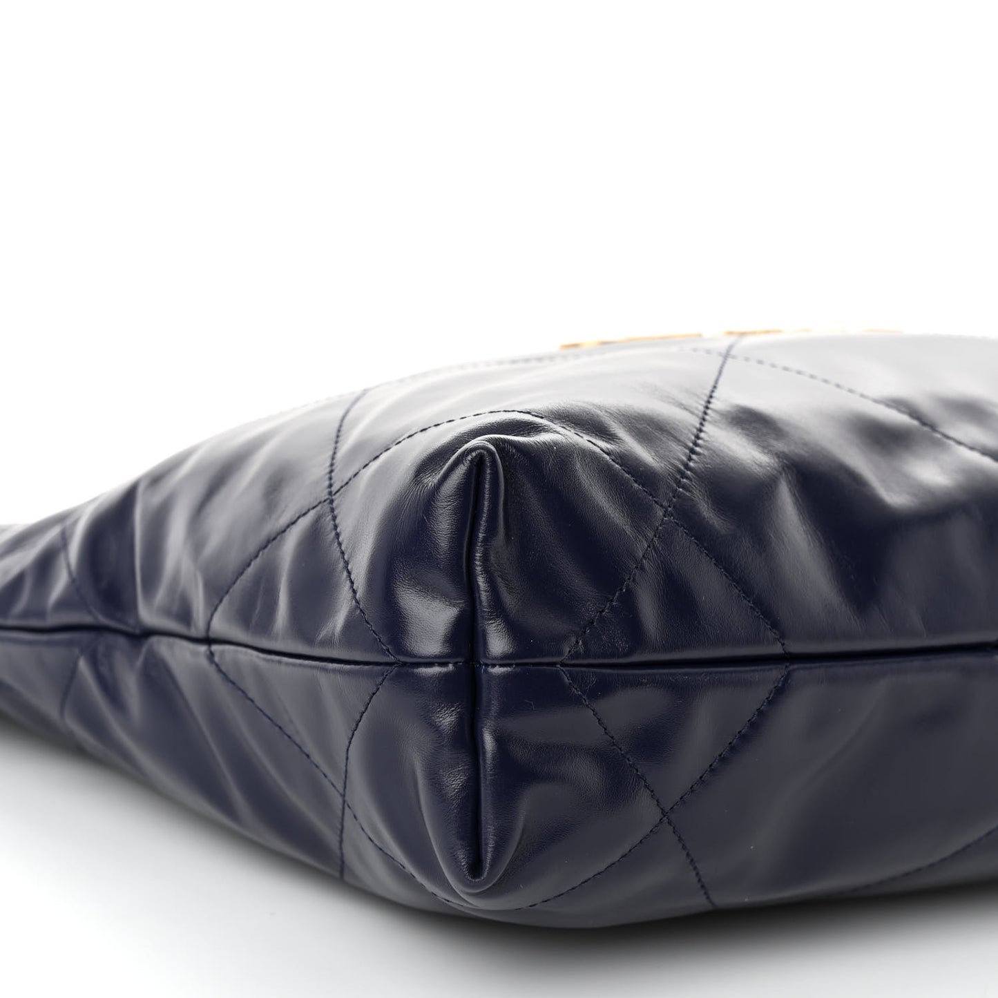 Shiny Calfskin Quilted Small Chanel 22 Navy