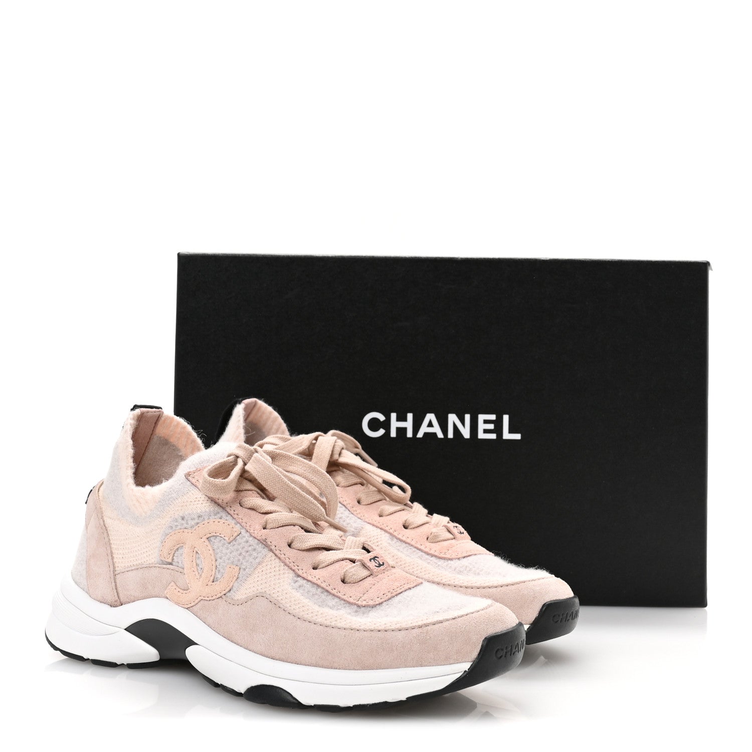Chanel Mesh Suede Fabric Womens CC Sneakers 38 Light Pink 8 of 8
