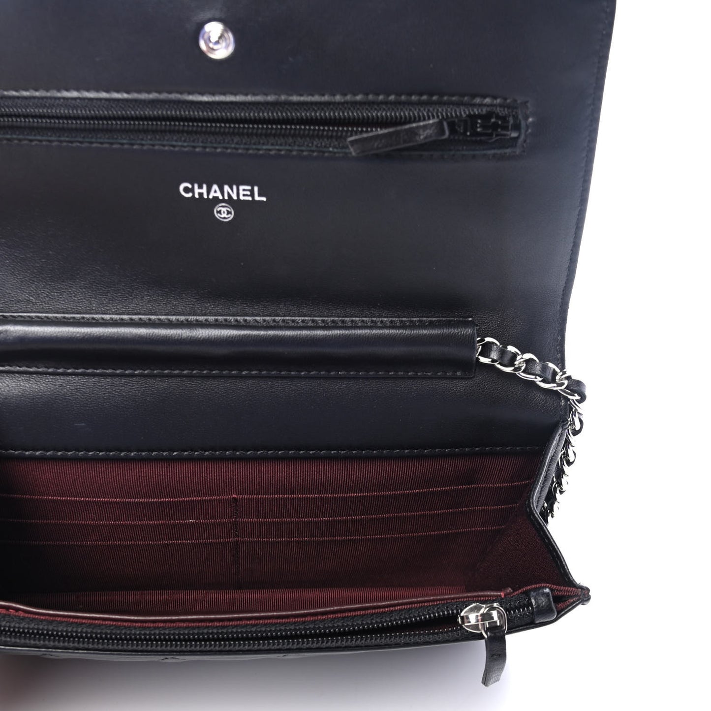 Lambskin Quilted Wallet On Chain WOC Black