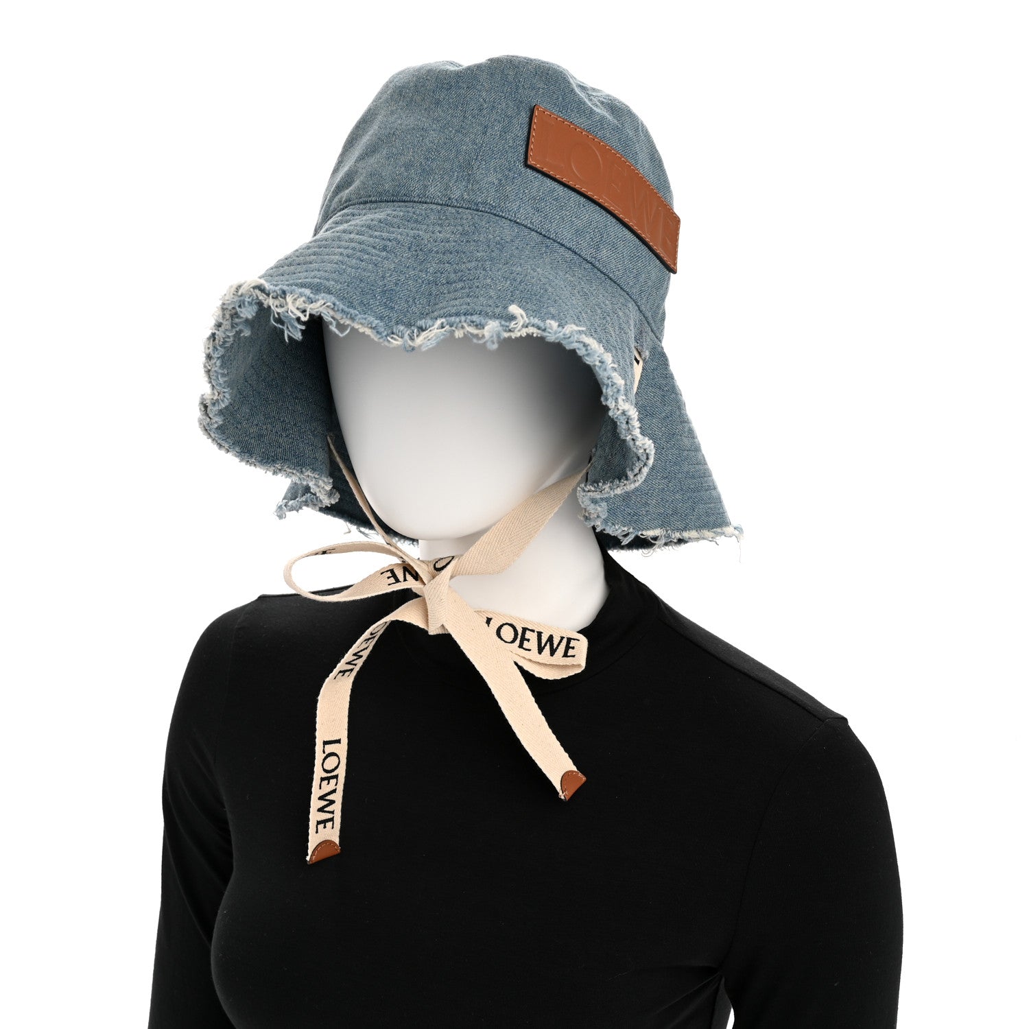Loewe X PAULA'S IBIZA Denim Frayed Fisherman Bucket Hat 58 Blue 2 of 9
