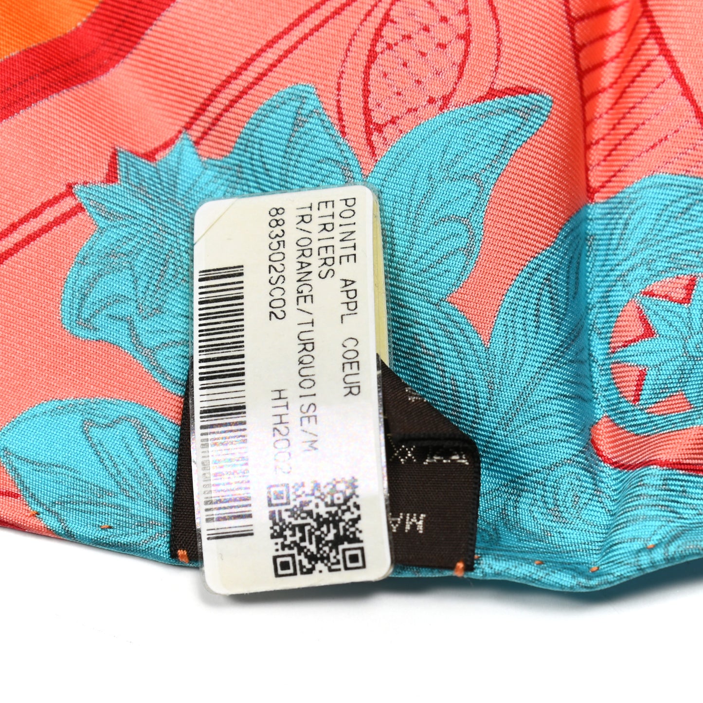 Silk Etriers Remix Application Coeur Triangle Scarf Orange Turquoise