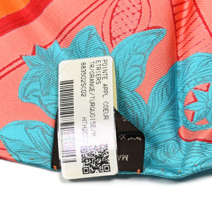 Hermes Silk Etriers Remix Application Coeur Triangle Scarf Orange Turquoise 3 of 4