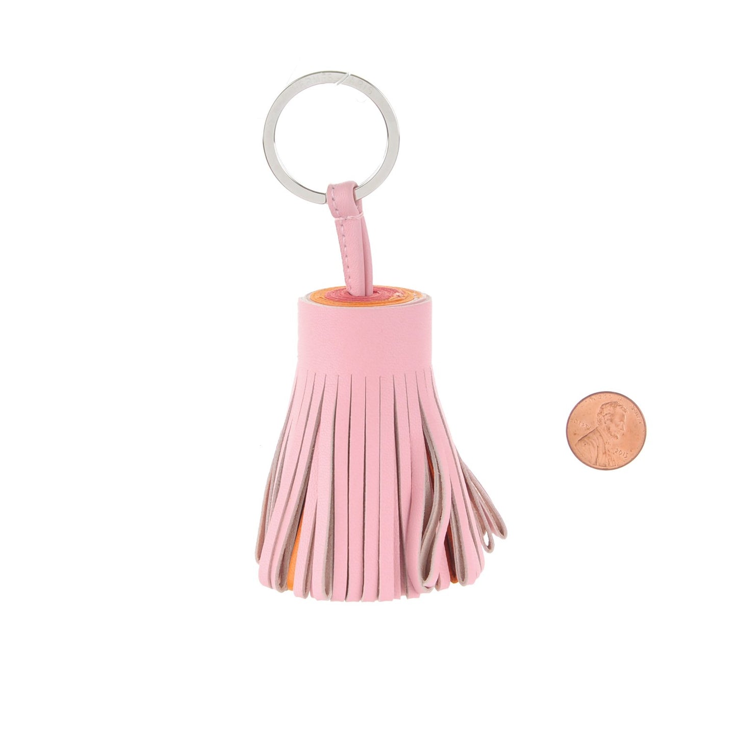 Lambskin Tri-Color Carmen Tassel Key Holder Rose Sakura Orange Bougainvillea