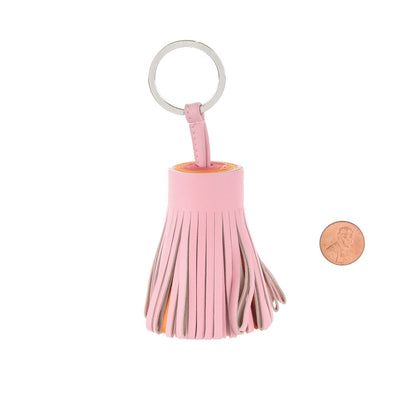 Hermes Lambskin Tri-Color Carmen Tassel Key Holder Rose Sakura Orange Bougainvillea 2 of 4