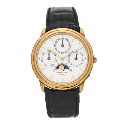 Audemars Piguet 18K Yellow Gold Alligator 36mm Quantieme Perpetual Calendar Automatic Watch 25657BA 1 of 7