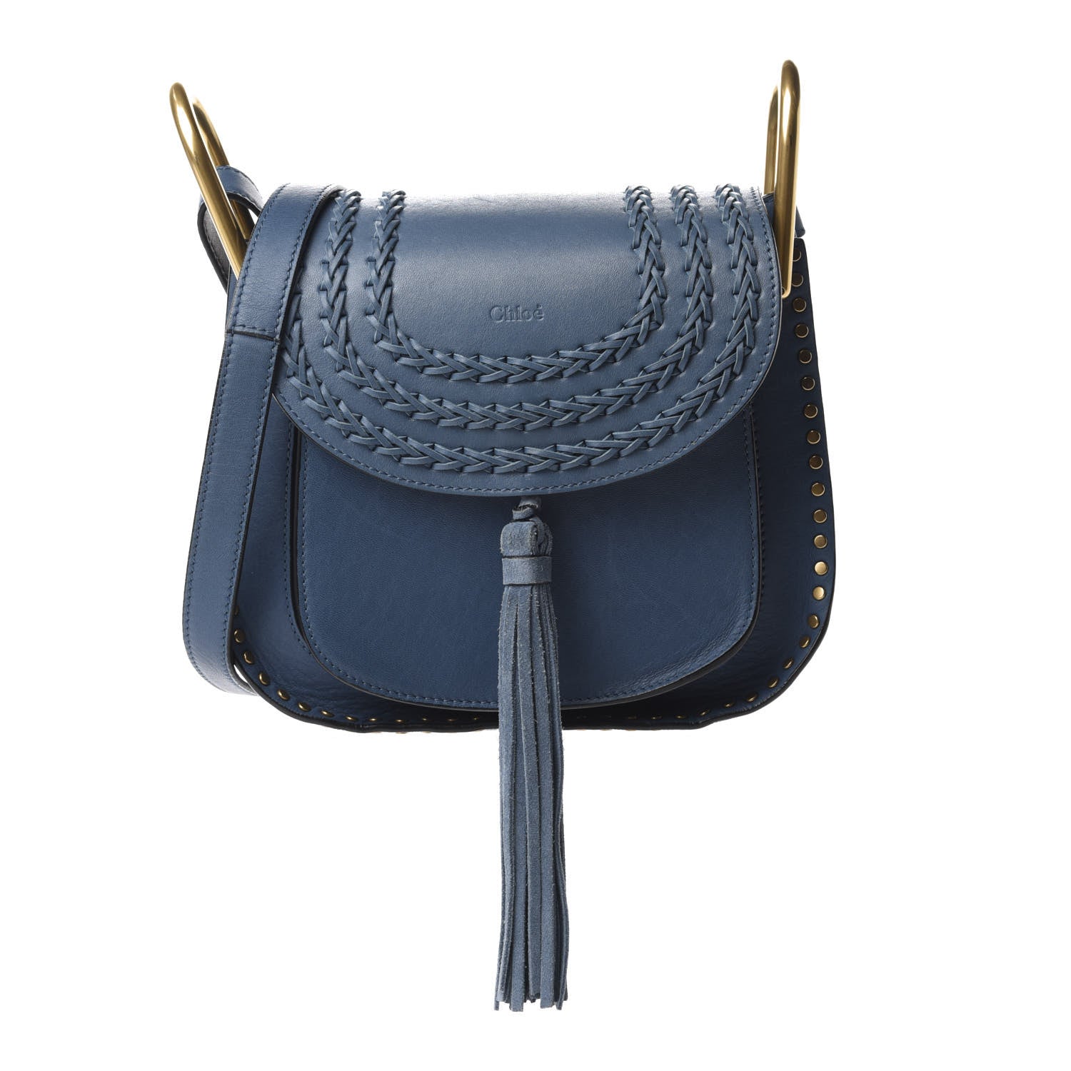 Chloe Calfskin Braided Small Hudson Shoulder Bag Blue 1 of 11
