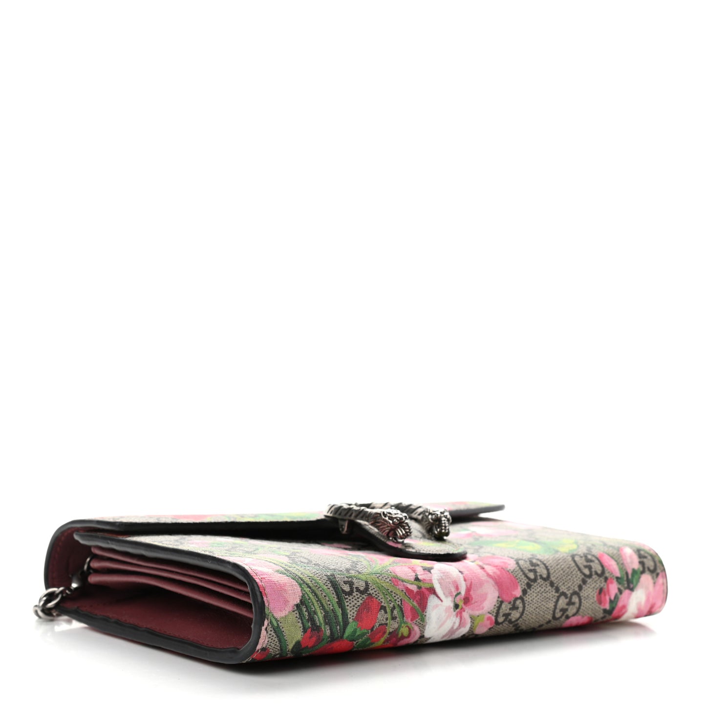 GG Supreme Monogram Blooms Mini Dionysus Chain Wallet Beige Multicolor Dry Rose