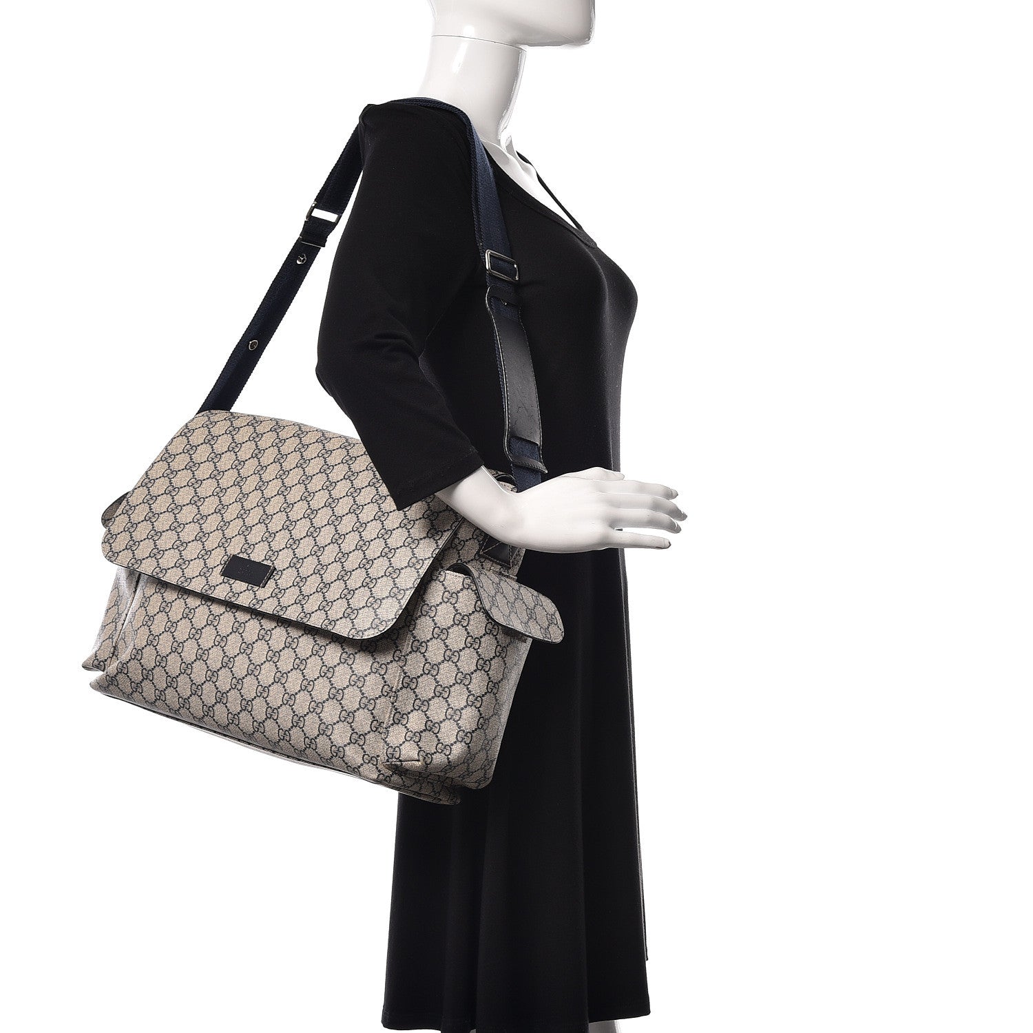 Gucci GG Plus Monogram Messenger Diaper Bag Navy 2 of 16