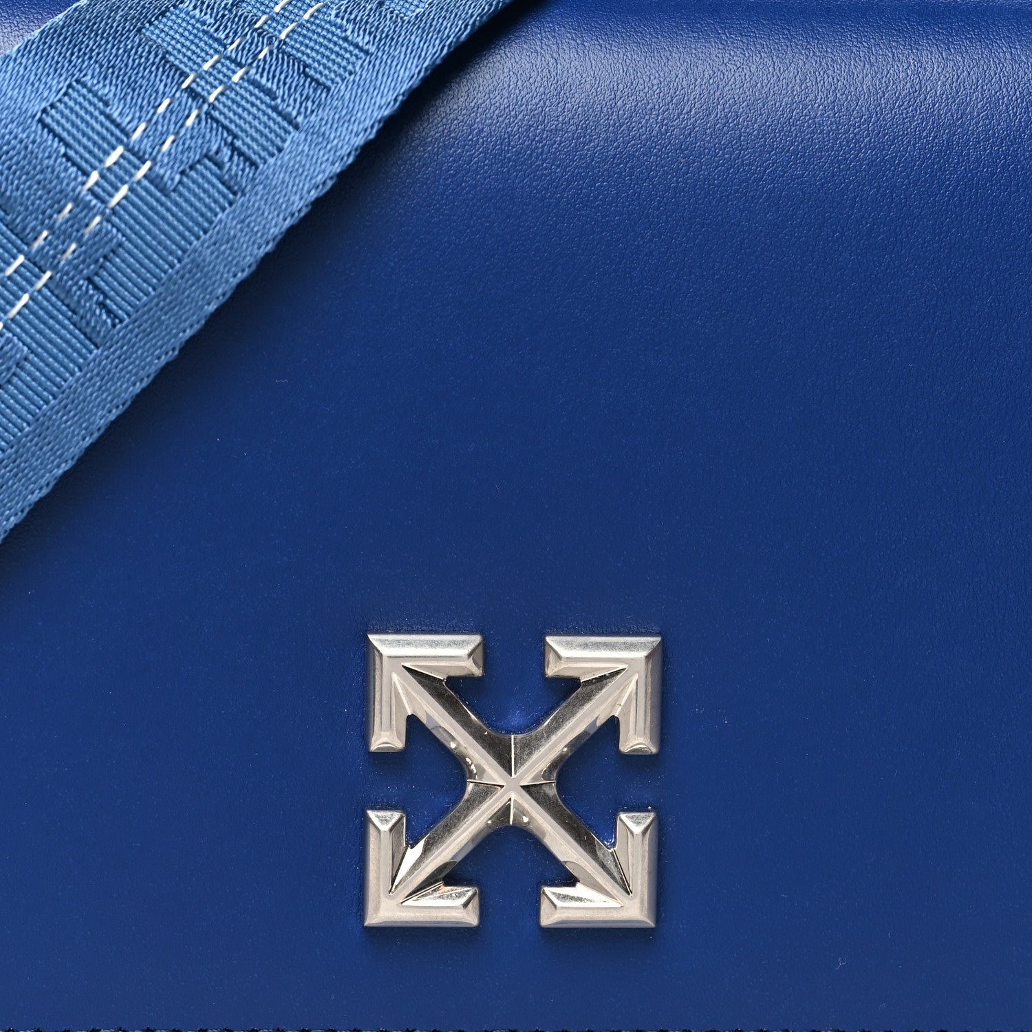 Off-White Calfskin Jitney 0.5 Crossbody Bag Blue 8 of 11