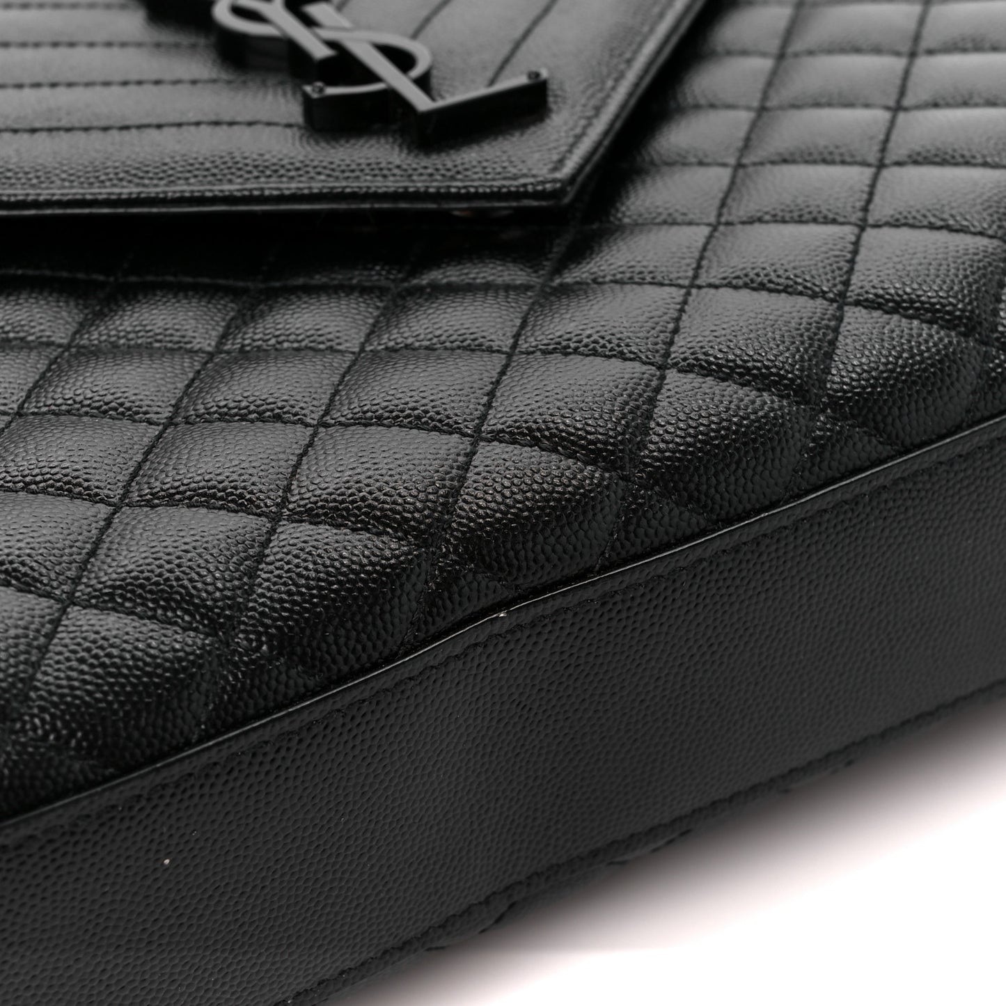 Grain De Poudre Textured Mixed Matelasse Large Triquilt Monogram Monochrome Satchel Black
