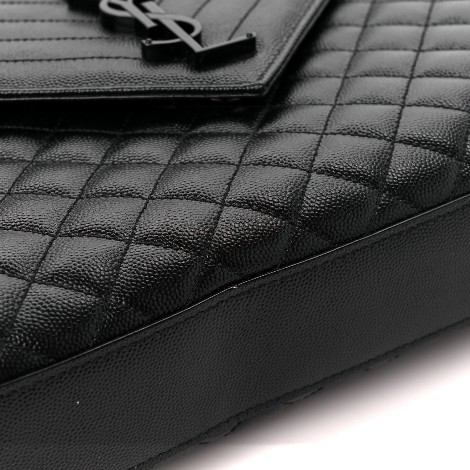 Saint Laurent Grain De Poudre Textured Mixed Matelasse Large Triquilt Monogram Monochrome Satchel Black 12 of 12