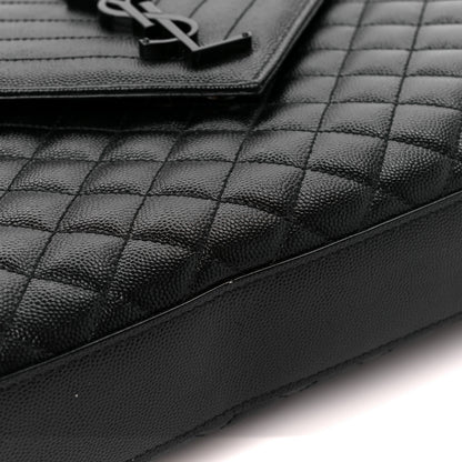 Saint Laurent Grain De Poudre Textured Mixed Matelasse Large Triquilt Monogram Monochrome Satchel Black 12 of 12