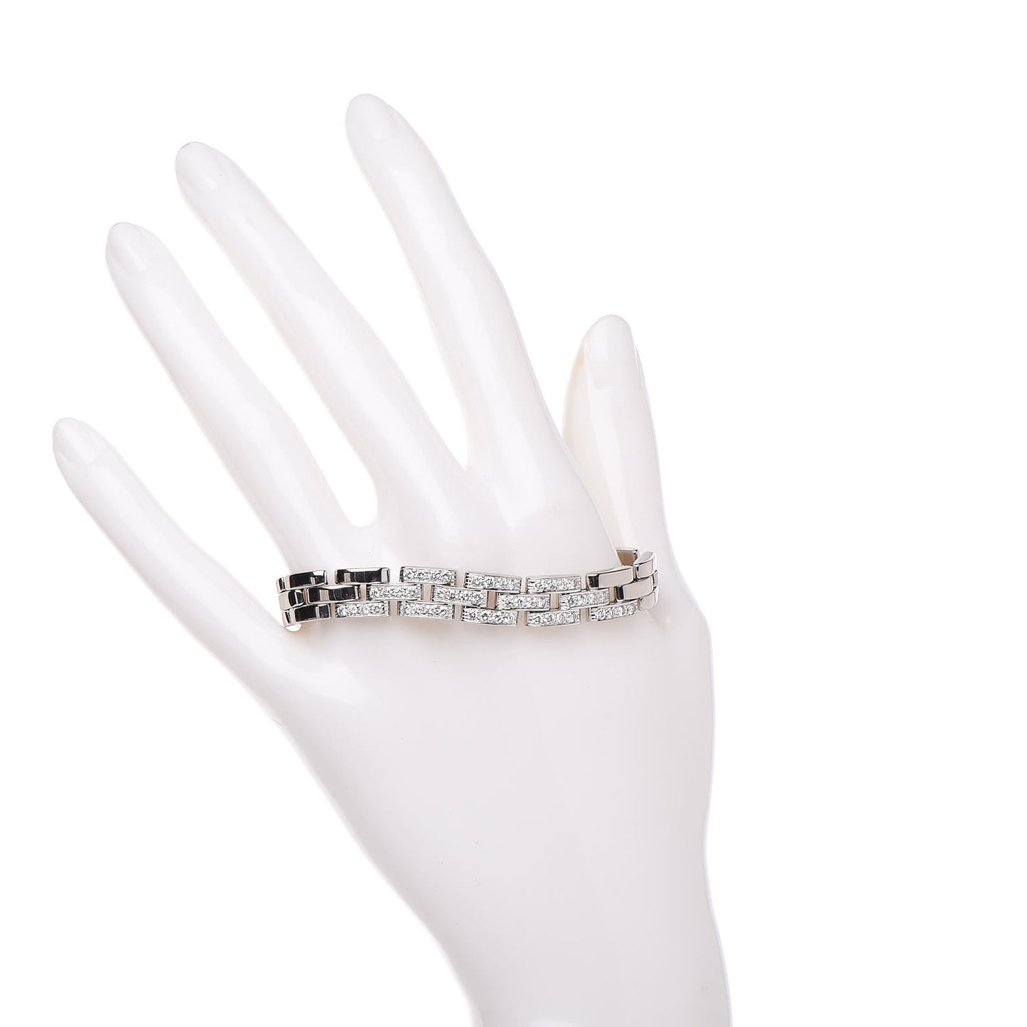 18K White Gold Diamond Maillon Panthere Link Bracelet