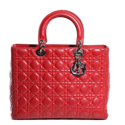 Christian Dior Lambskin Cannage Large Lady Dior Red 1 of 8