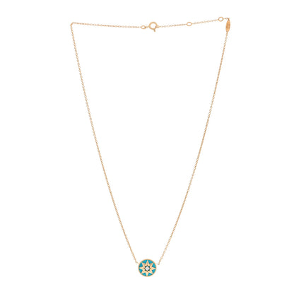 Christian Dior 18K Yellow Gold Diamond Turquoise Rose Des Vents Necklace 2 of 3