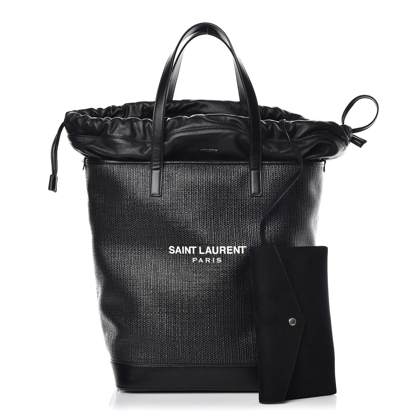 Linen Canvas Teddy Shopping Bag Black