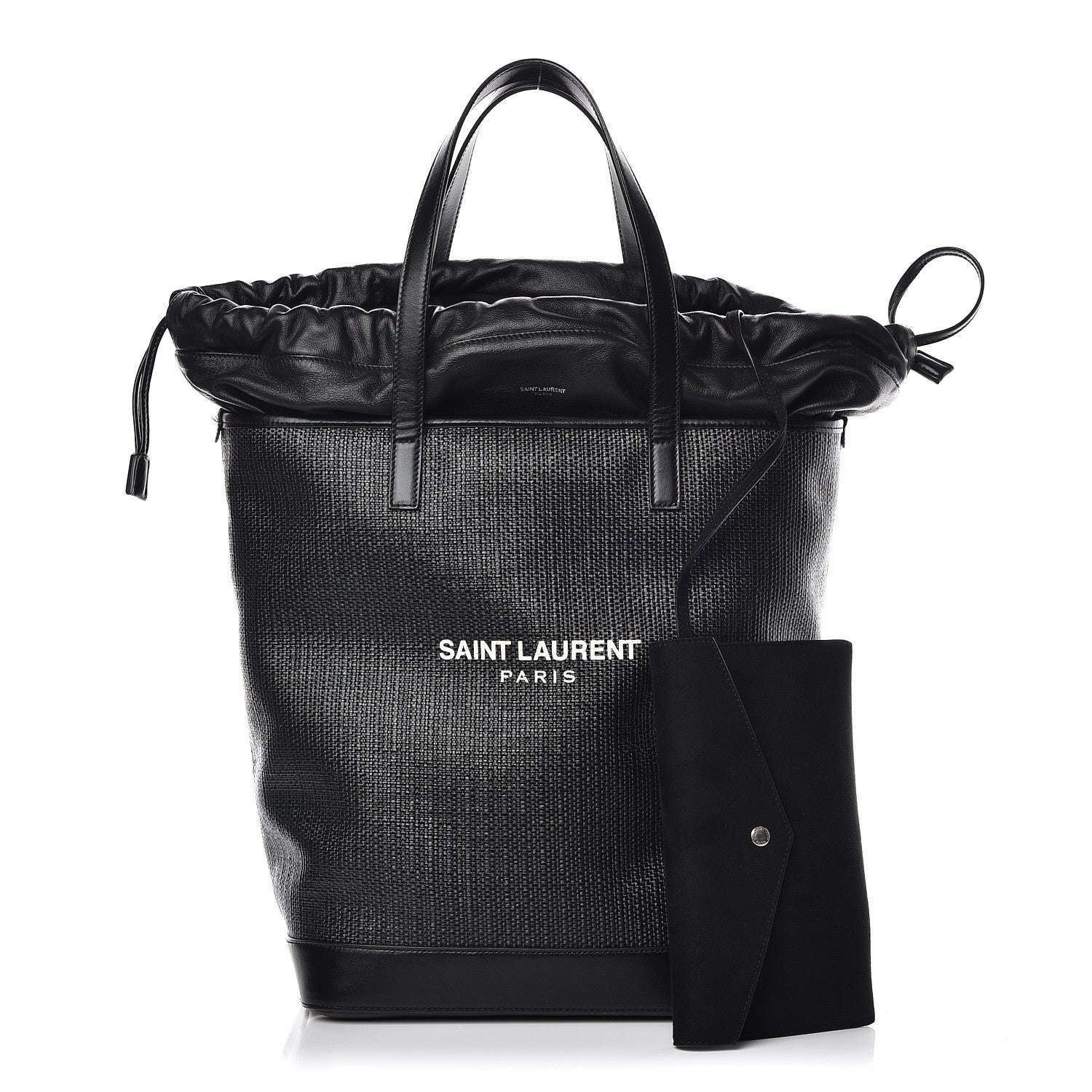 Saint Laurent Linen Canvas Teddy Shopping Bag Black 1 of 10