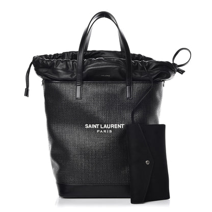 Saint Laurent Linen Canvas Teddy Shopping Bag Black 1 of 10