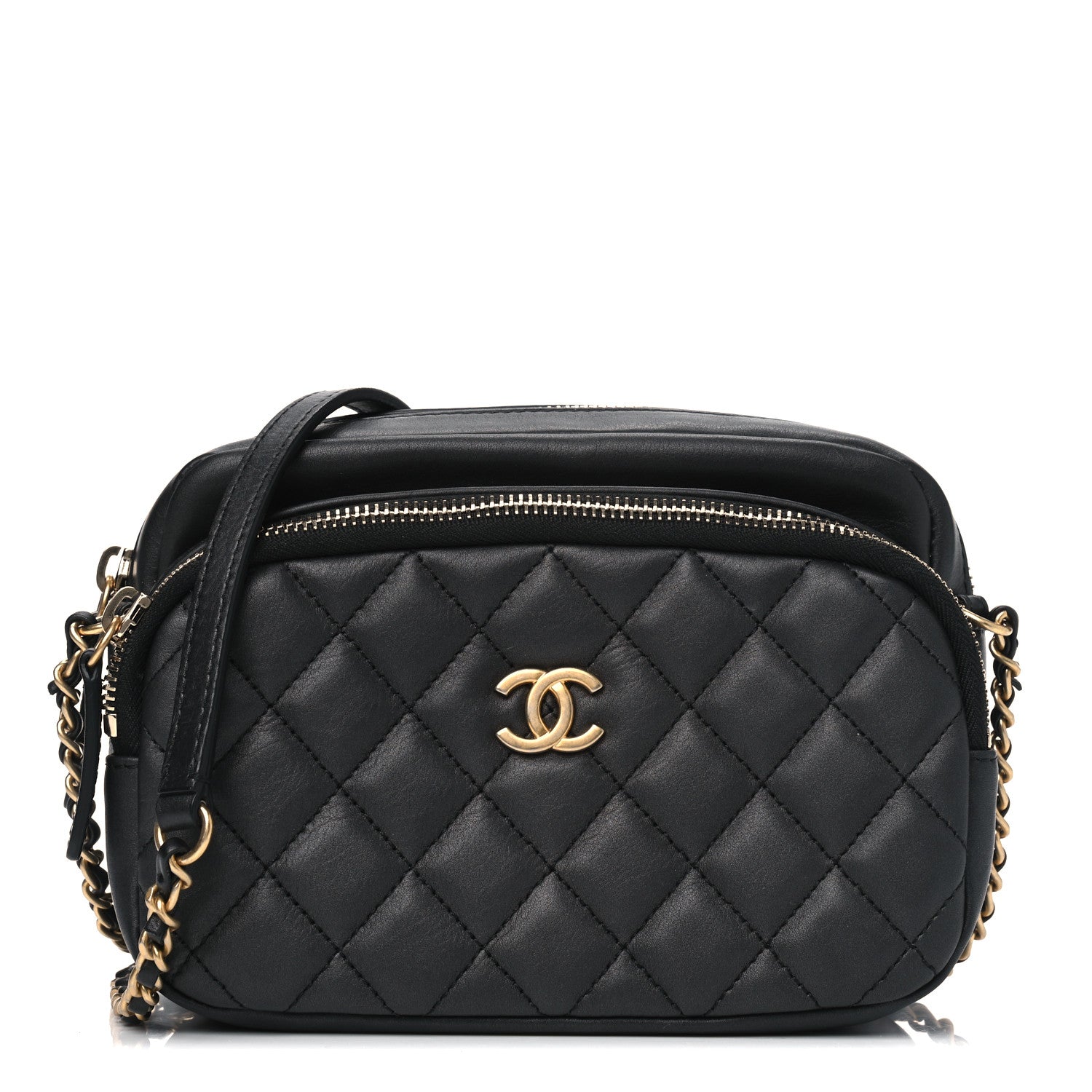Chanel Calfskin Quilted Day Trips Camera Case Black 1 of 9