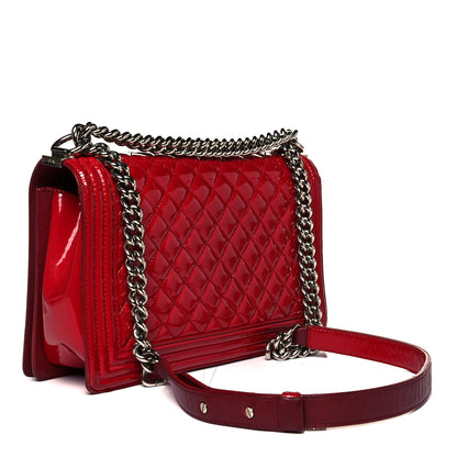 Chanel Patent Calfskin New Medium Plexiglass Boy Flap Red 3 of 9