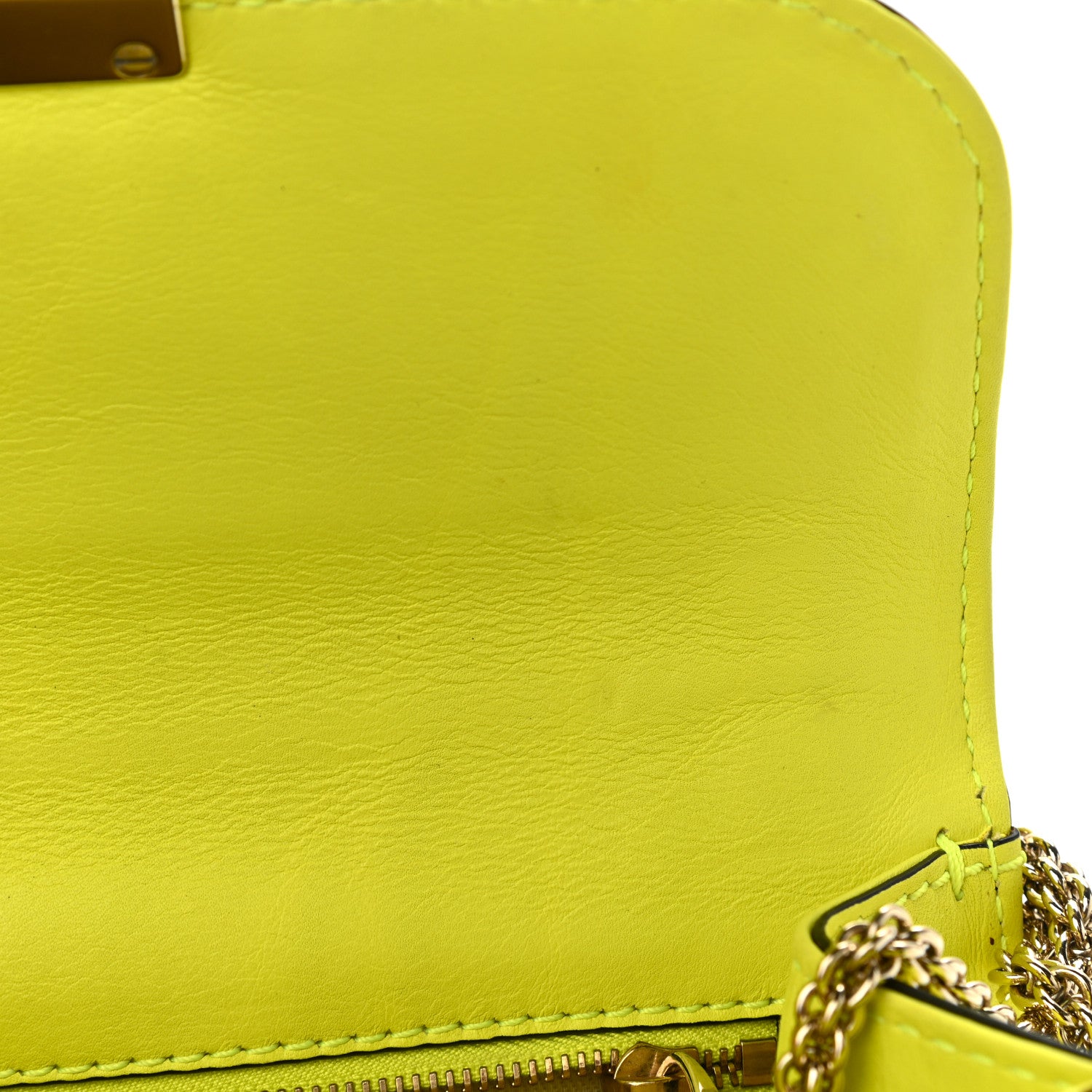 Valentino Garavani Vitello Small Glam Lock Rockstud Flap Neon Yellow 10 of 16