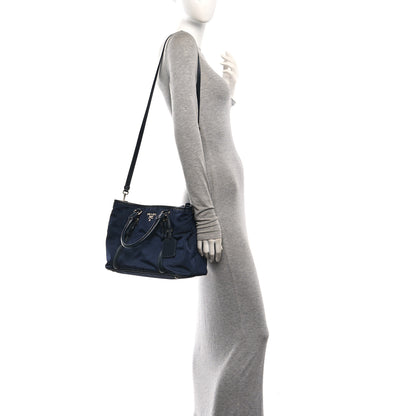 Prada Tessuto Nylon Soft Calf Small Tote Blue 2 of 11
