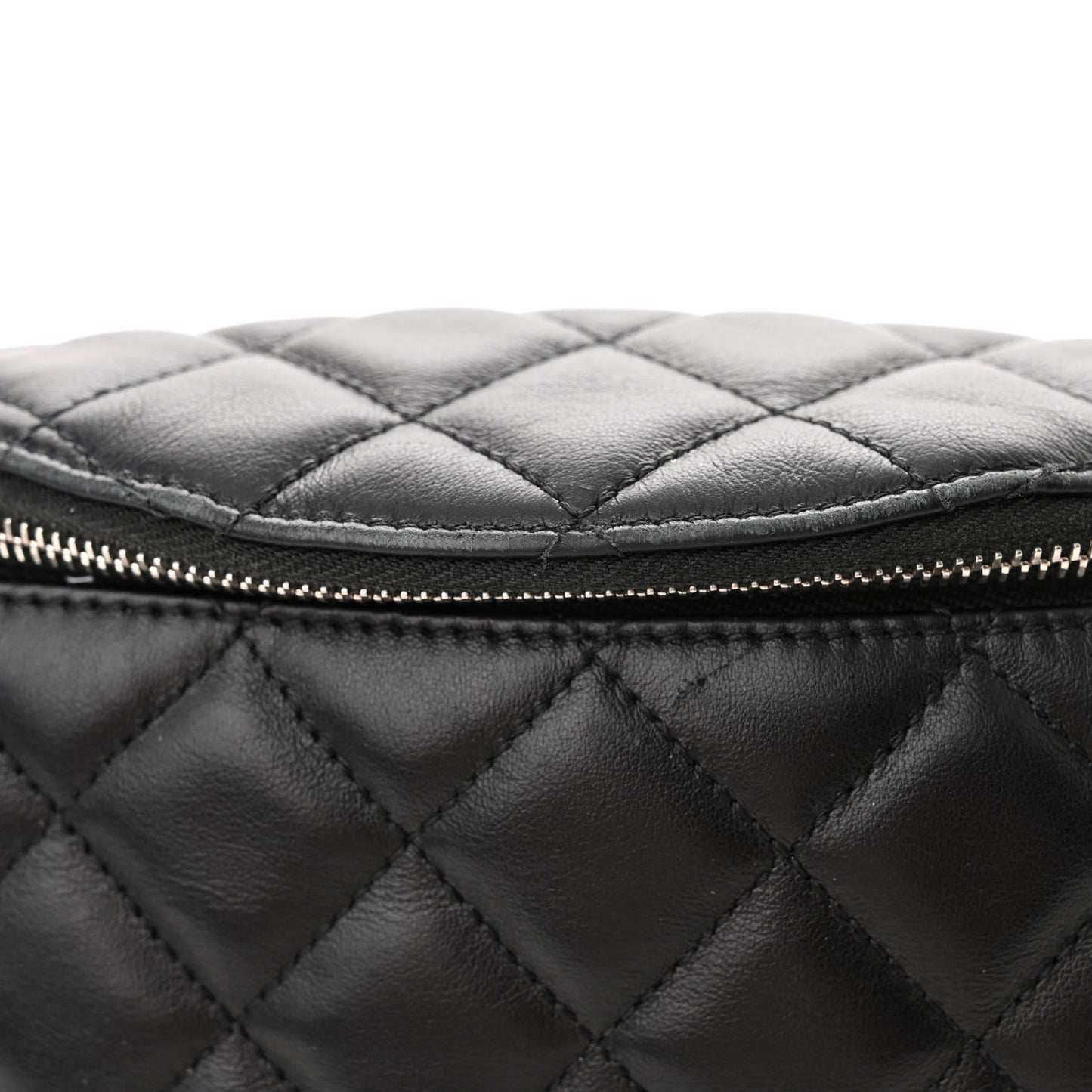 Calfskin Quilted Waist Belt Bag Black