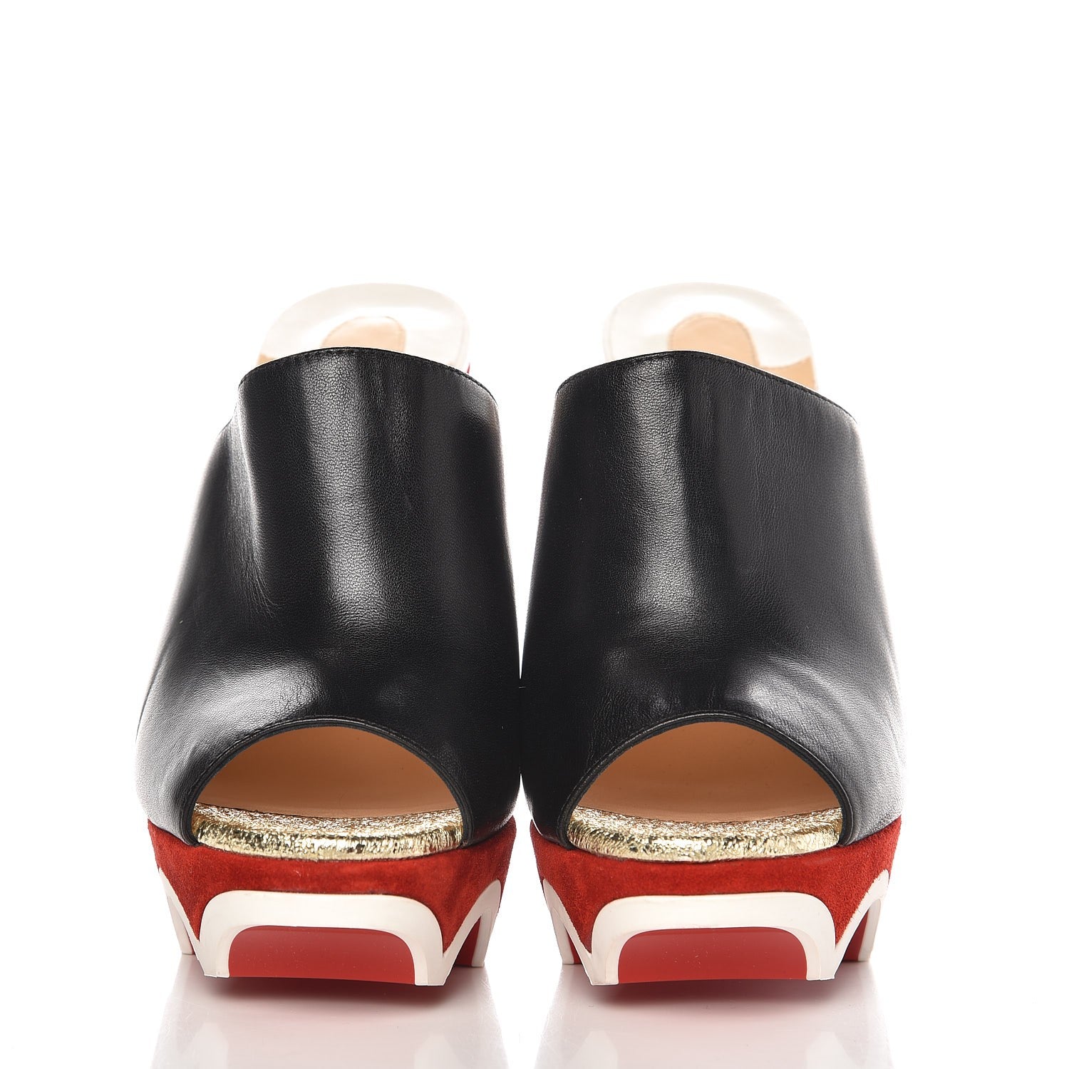 Christian Louboutin Nappa Suede Mulacramp 140 Sandals 37.5 Black Red 2 of 8
