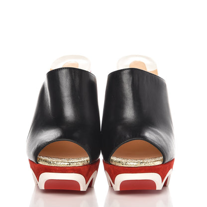 Christian Louboutin Nappa Suede Mulacramp 140 Sandals 37.5 Black Red 2 of 8
