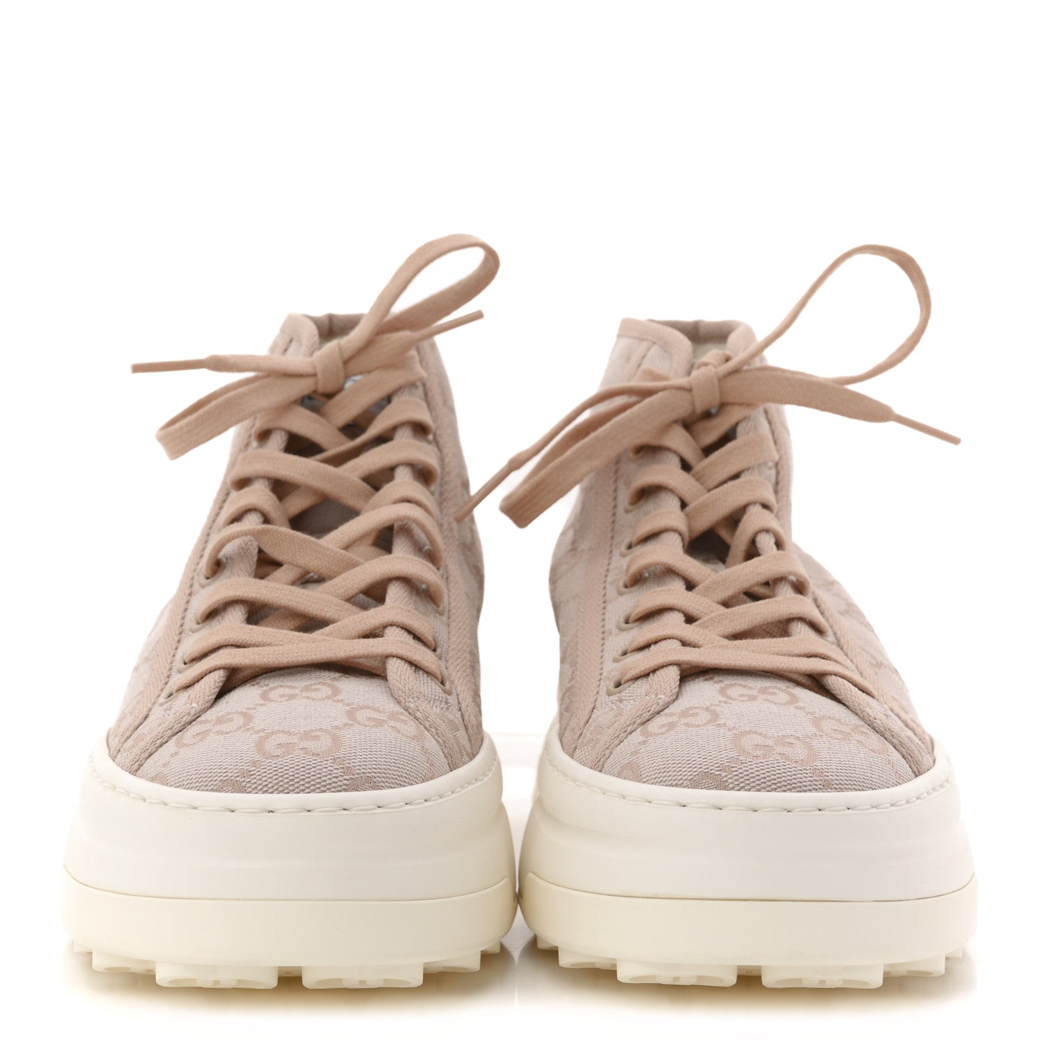 Gucci New Canvas GG Monogram Womens Tennis 1977 High Top 55mm Platform Sneakers 38 Skin Rose Dark Skin Rose 3 of 8