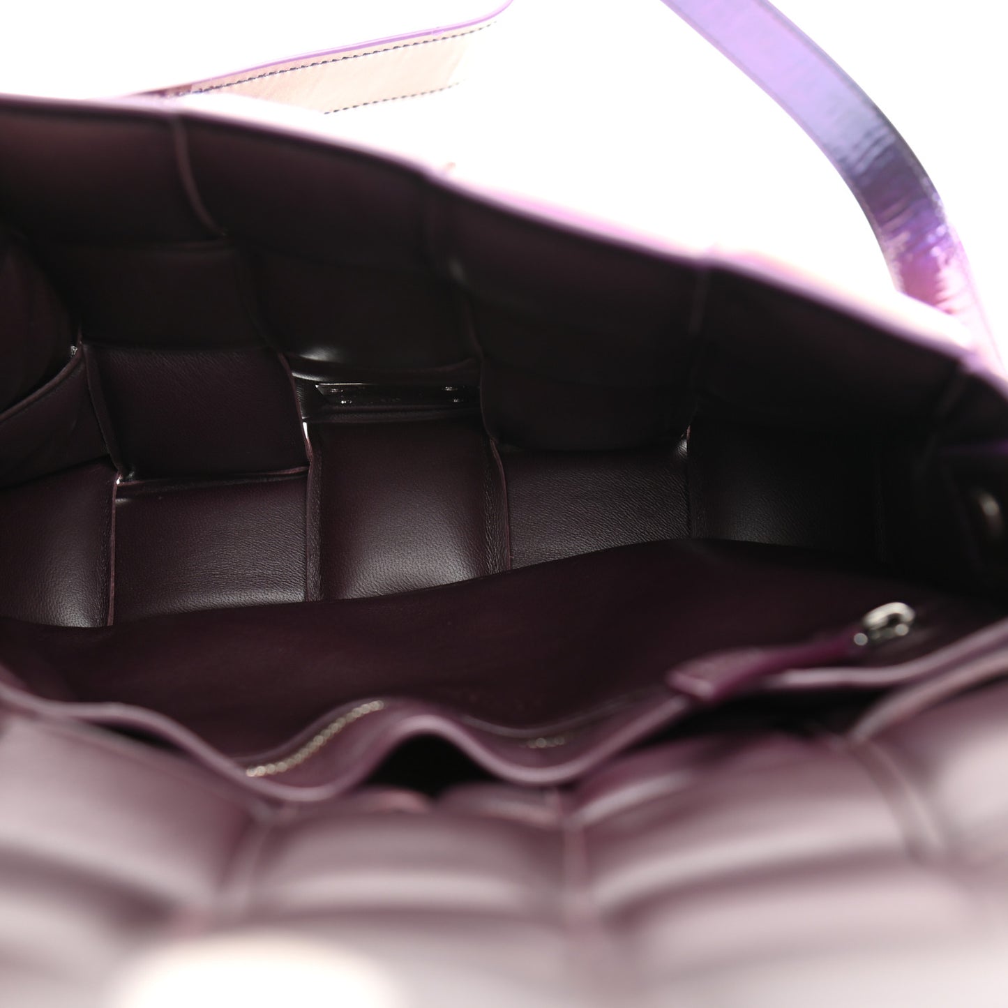 Glossy Nail Polish Nappa Maxi Intreccio Padded Cassette Crossbody Bag Holographic