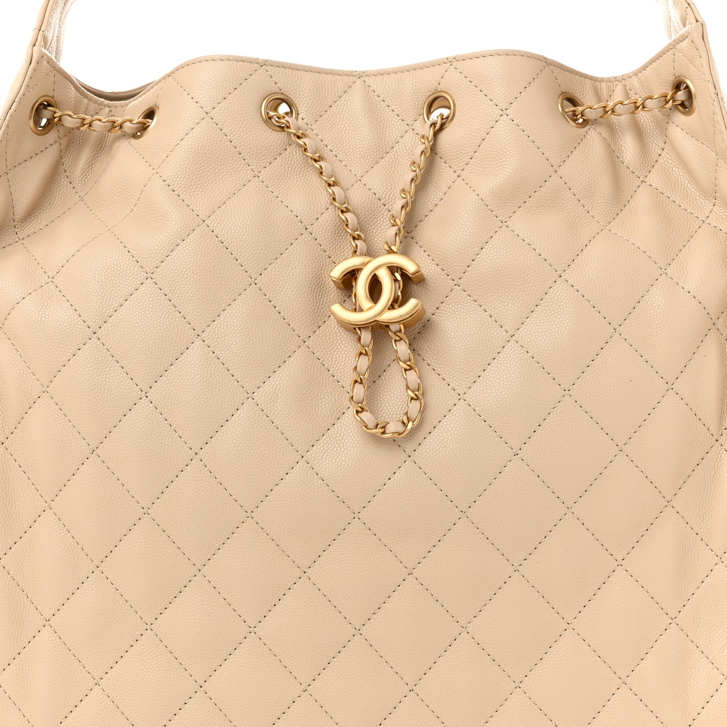 Caviar Quilted Medium Chanel 25 Handbag Beige