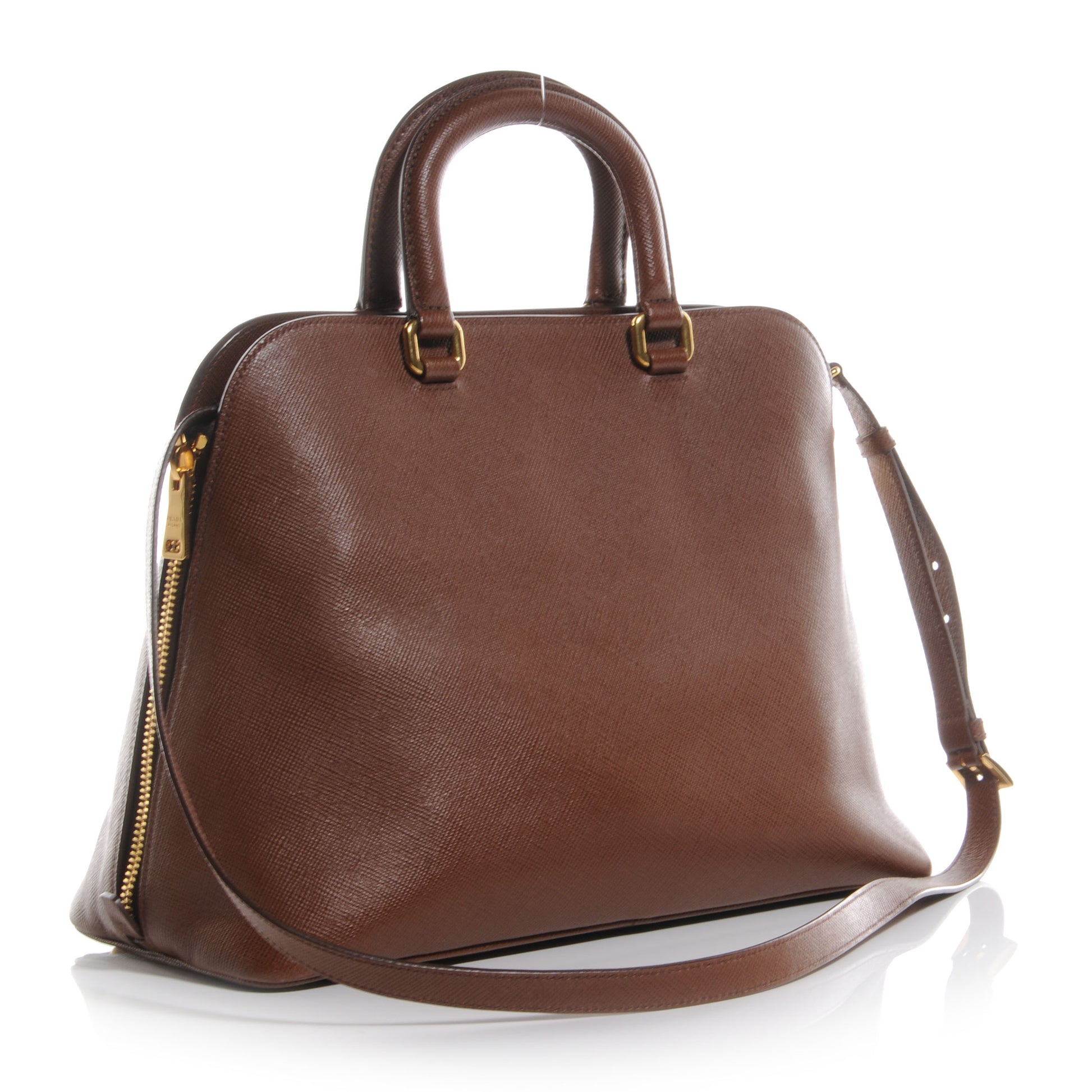 Prada Saffiano Cuir Top Handle Dome Tote Palissandro 3 of 10