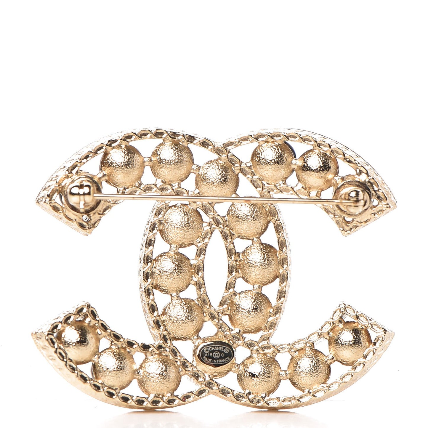 Bead CC Brooch Black Light Gold