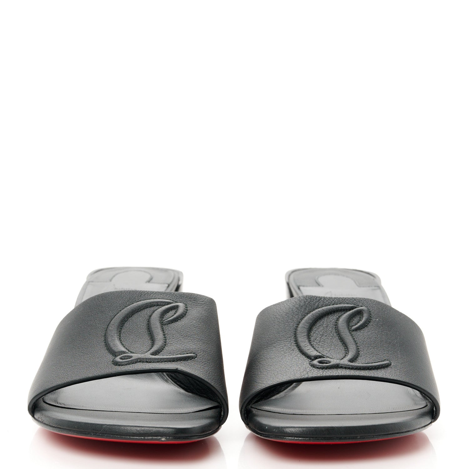 Christian Louboutin Calfskin Logo Embossed So CL 55 Mule 38 Black 2 of 8