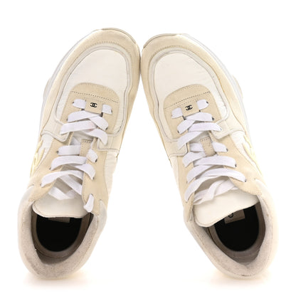 Chanel Suede Calfskin Fabric CC Sneakers 42 White 2 of 7