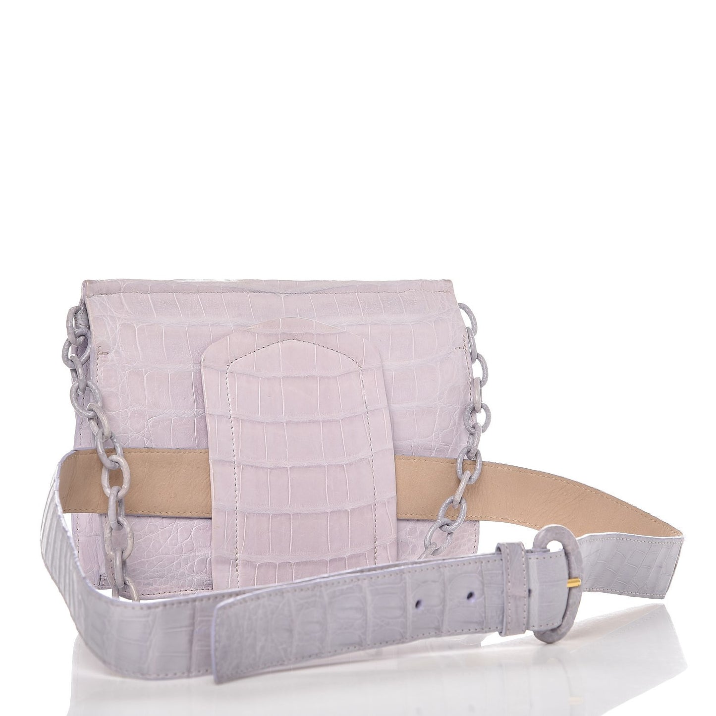 Crocodile Flap Belt Bag Lilac