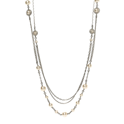 Chanel Pearl Crystal CC Long Necklace Pearly White 1 of 5
