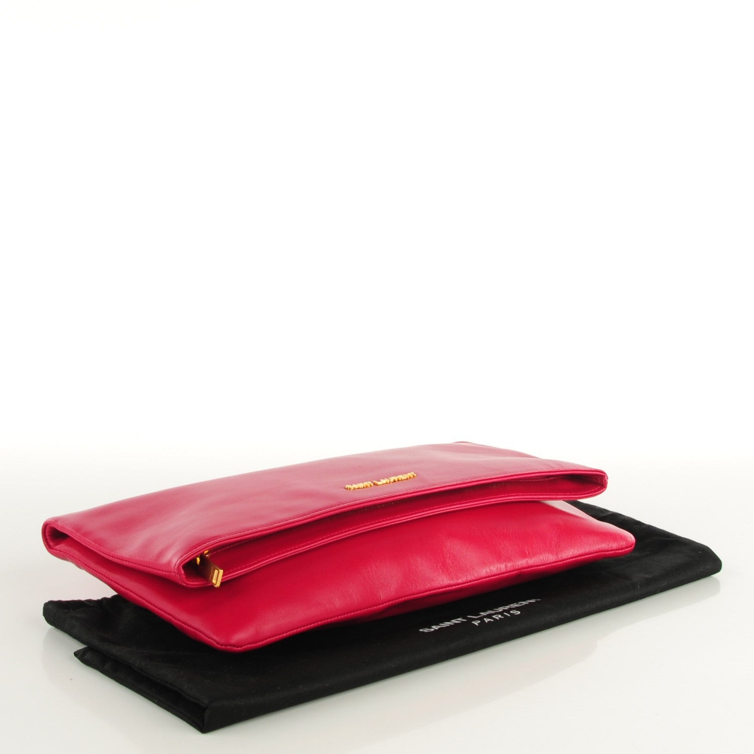 Saint Laurent Smooth Calfskin Letters Fold-Over Clutch Fuchsia 4 of 8