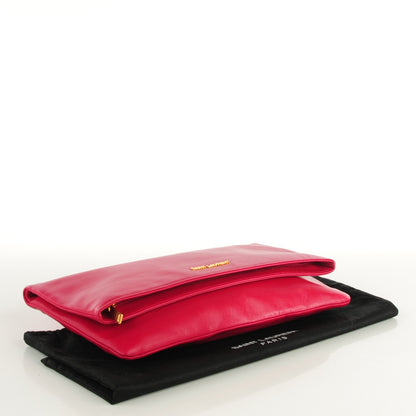 Saint Laurent Smooth Calfskin Letters Fold-Over Clutch Fuchsia 4 of 8