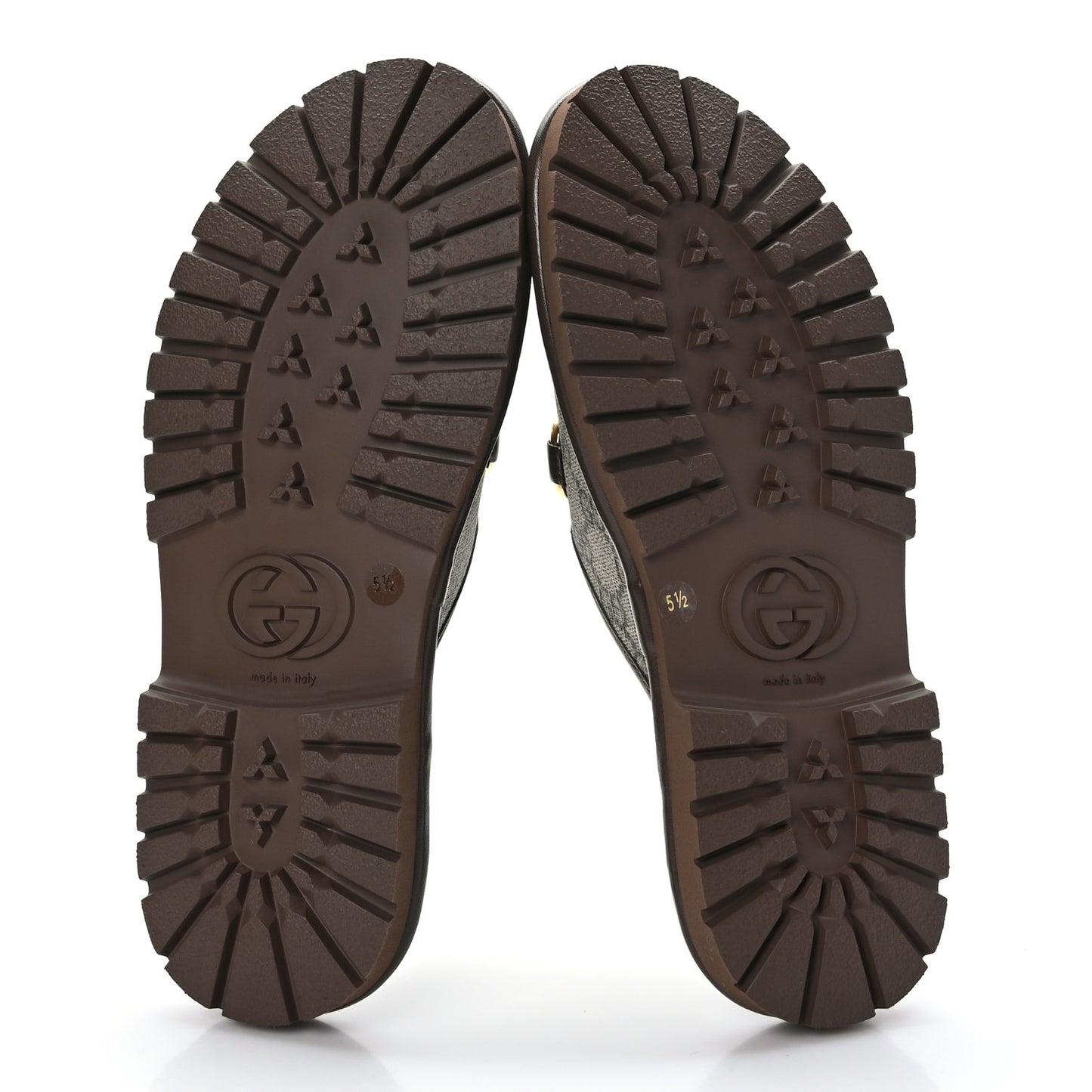 GG Supreme Monogram Granada Kid Mens Horsebit Lug Sole Mules 5.5 Beige Ebony New Acero