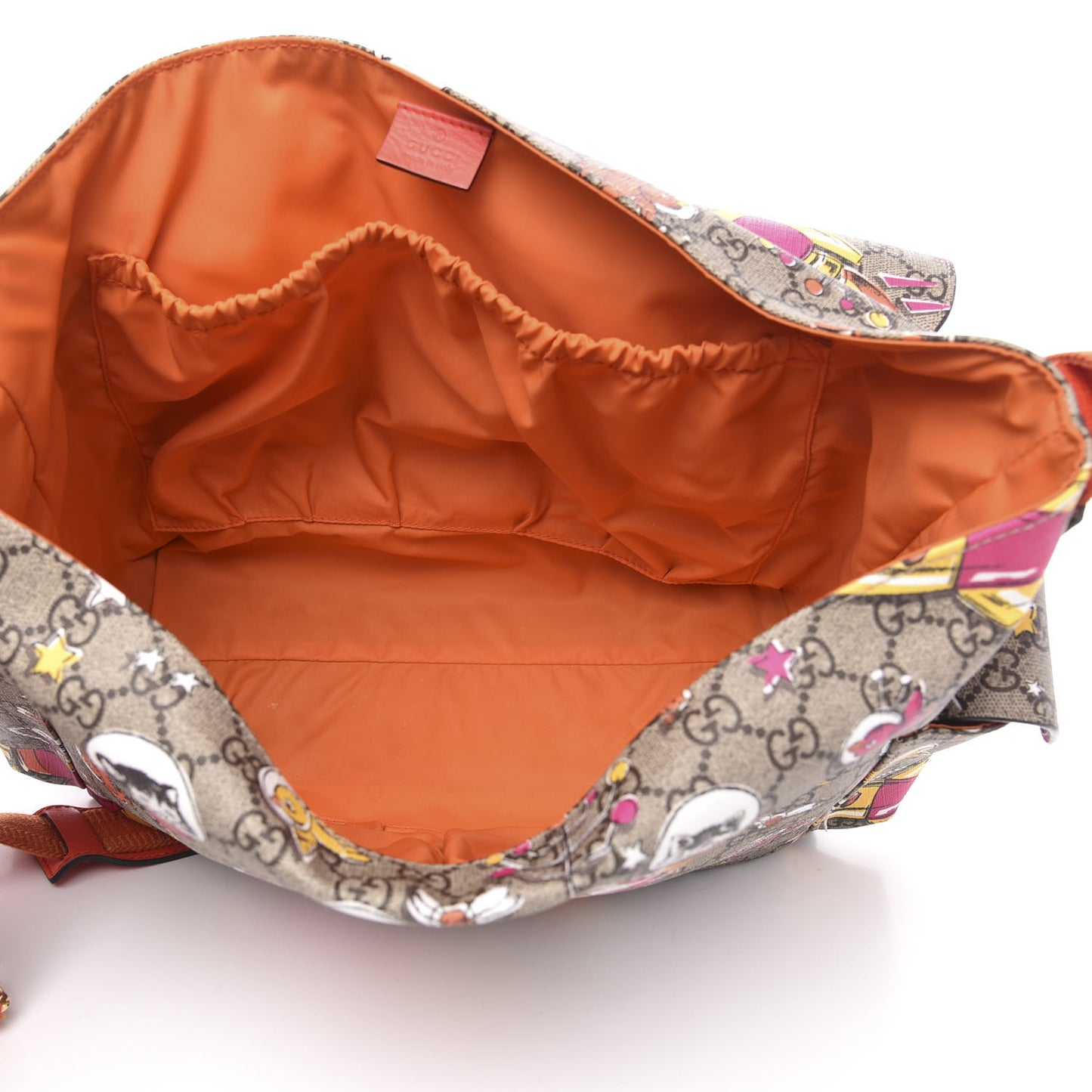 GG Supreme Monogram Space Cats Diaper Bag Orange