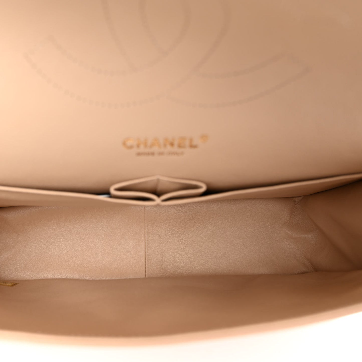 Caviar Quilted Jumbo Double Flap Light Beige